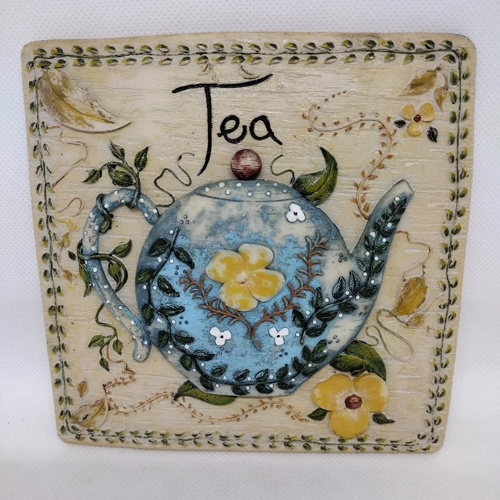 Set‎ of 4 Resin 3D Wall Decor Plaques Tea, Honey, Cookies, and Muffins